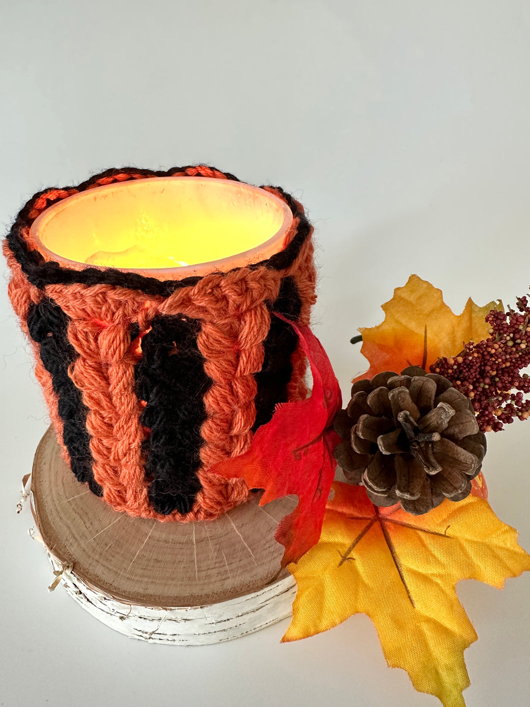 Black & Orange candle cozy