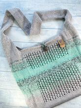 Load image into Gallery viewer, Summer Lace Panel Bag - Gray/Mint Green
