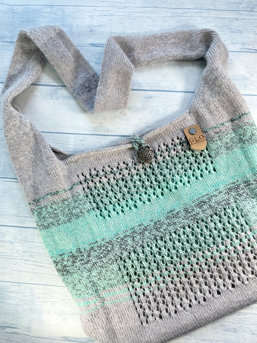 Summer Lace Panel Bag - Gray/Mint Green