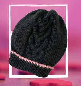 Cariad Beanie - Black/Pink Trim