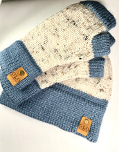 Load image into Gallery viewer, Speckled Beanie &amp; Fingerless Gloves  - Country Blue
