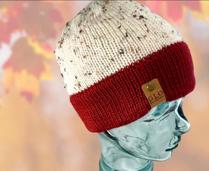 Speckled Beanie & Fingerless Gloves - Autumn Red