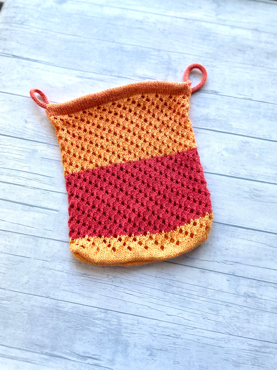 Drawstring Little Market Bag - Shades of Bright Orange